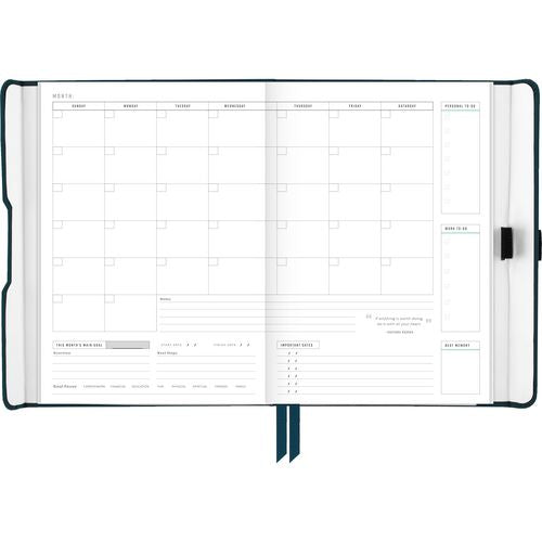 Image of AT-A-GLANCE® Foundation Undated Weekly/Monthly Planner, 8.5" x 6.75", Blue Cover, 12-Month: Undated
