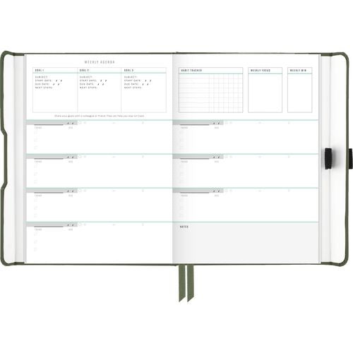 Image of AT-A-GLANCE® Foundation Undated Weekly/Monthly Planner, 8.5" x 6.75", Green Cover, 12-Month: Undated