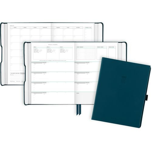 Image of AT-A-GLANCE® Foundation Undated Weekly/Monthly Planner, 8.5" x 6.75", Blue Cover, 12-Month: Undated