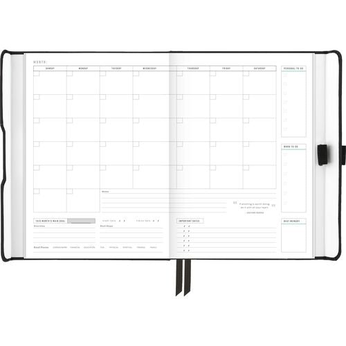 Image of AT-A-GLANCE® Foundation Undated Weekly/Monthly Planner, 8.5" x 6.75", Black Cover, 12-Month: Undated