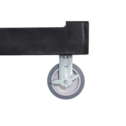 Image of Rubbermaid® Commercial BRUTE 3-Shelf Heavy-Duty Ergo Flat Utility Cart, Resin, 3 Shelves, 600 lb Capacity, 25.24" x 48.63" x 46.18", Black