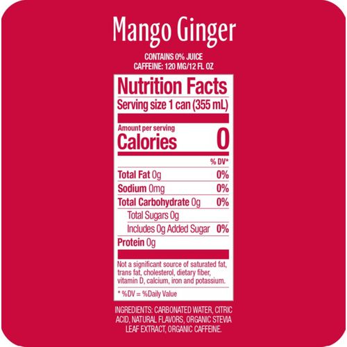 Image of Zevia® Zero Sugar Naturally Sweetened Energy Drink, Mango Ginger, 12 oz Can, 12/Carton