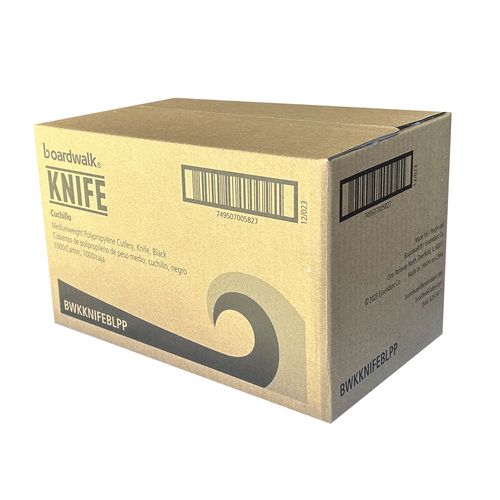 Image of Boardwalk® Mediumweight Polypropylene Cutlery, Knife, Plastic, Black, 1,000/Carton