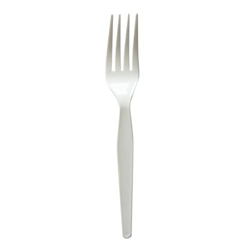 Image of Boardwalk® Heavyweight Wrapped Polystyrene Cutlery, Fork, Plastic, White, 1,000/Carton