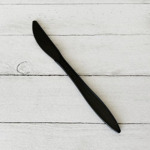 Image of Boardwalk® Mediumweight Polypropylene Cutlery, Knife, Plastic, Black, 1,000/Carton