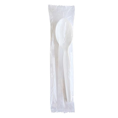 Image of Boardwalk® Heavyweight Wrapped Polystyrene Cutlery, Soup Spoon, Plastic, White, 1,000/Carton