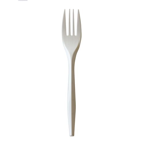 Image of Boardwalk® Mediumweight Polypropylene Cutlery, Fork, 5.51", Plastic, White, 1,000/Carton