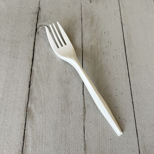 Image of Boardwalk® Mediumweight Polypropylene Cutlery, Fork, 5.51", Plastic, White, 1,000/Carton