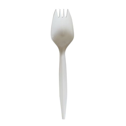 Image of Boardwalk® Mediumweight Wrapped Polypropylene Cutlery, Spork, Plastic, White, 1,000/Carton