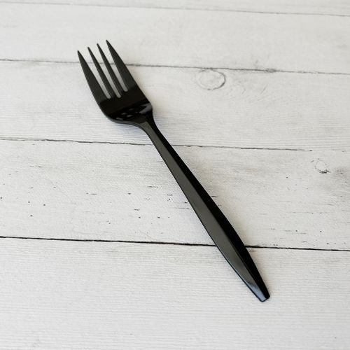 Image of Boardwalk® Mediumweight Polypropylene Cutlery, Fork, Plastic, Black, 1,000/Carton