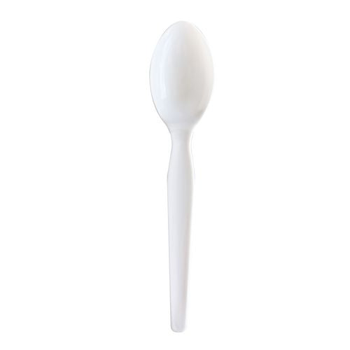 Image of Boardwalk® Heavyweight Wrapped Polystyrene Cutlery, Soup Spoon, Plastic, White, 1,000/Carton