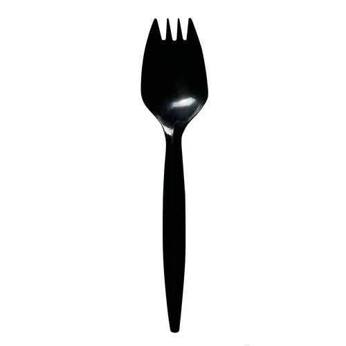Image of Boardwalk® Mediumweight Wrapped Polypropylene Cutlery, Spork, Plastic, Black, 1,000/Carton