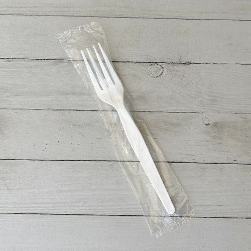 Image of Boardwalk® Heavyweight Wrapped Polystyrene Cutlery, Fork, Plastic, White, 1,000/Carton