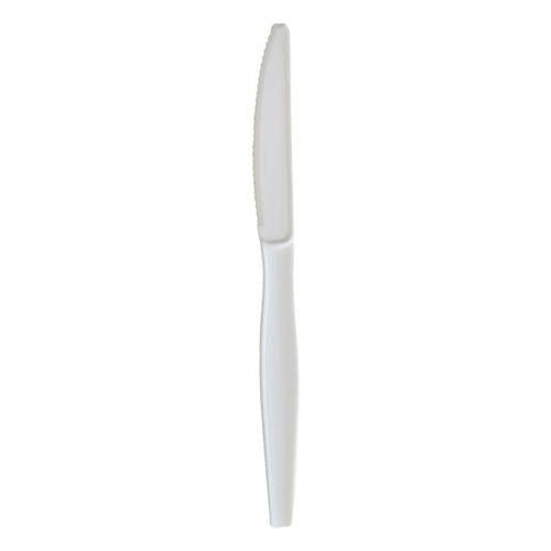 Image of Boardwalk® Heavyweight Wrapped Polystyrene Cutlery, Knife, Plastic, White, 1,000/Carton