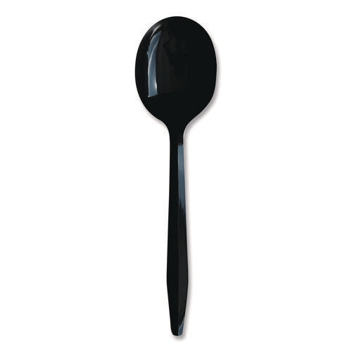 Image of Boardwalk® Heavyweight Polypropylene Cutlery, Soup Spoon, Plastic, Black, 1,000/Carton