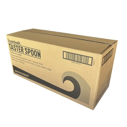 Image of Boardwalk® Mediumweight Polypropylene Cutlery, Spoon, Plastic, Black, 1,000/Carton