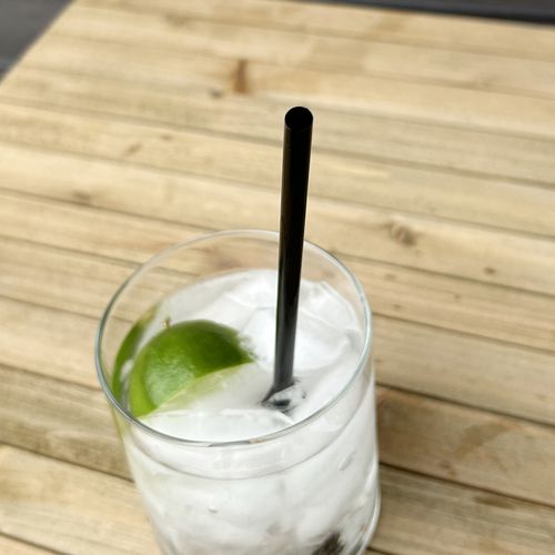 Image of Boardwalk® Jumbo Straws, 7.75", Polypropylene, Black, 250/Pack, 50 Packs/Carton