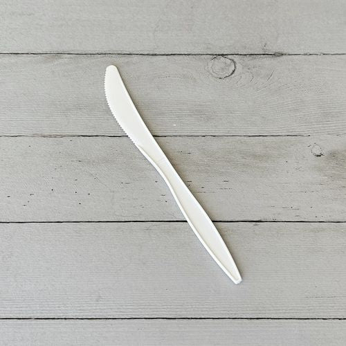 Image of Boardwalk® Mediumweight Polypropylene Cutlery, Knife, 5.86", Plastic, White, 1,000/Carton