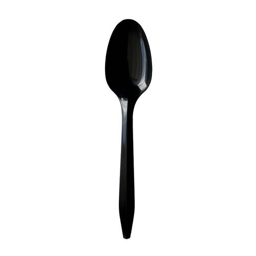 Image of Boardwalk® Mediumweight Polypropylene Cutlery, Spoon, Plastic, Black, 1,000/Carton