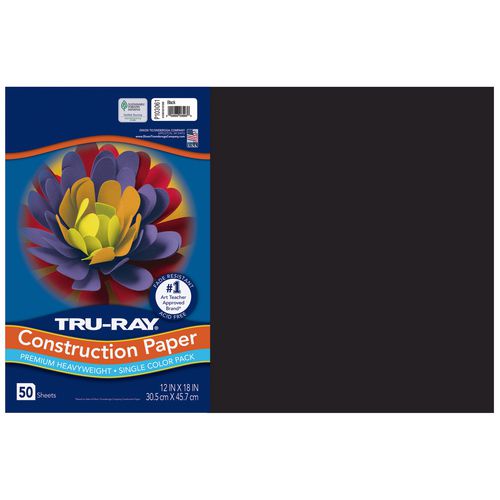 Image of Pacon® Tru-Ray Construction Paper, 76 lb Text Weight, 12 x 18, Black, 50/Pack, 25 Packs/Carton