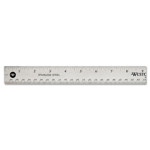 Image of Westcott® Stainless Steel Office Ruler With Non Slip Cork Base, Standard/metric, 18" Long