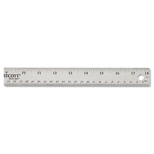 Image of Westcott® Stainless Steel Office Ruler With Non Slip Cork Base, Standard/metric, 18" Long