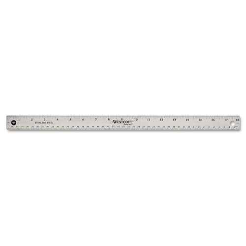 Image of Westcott® Stainless Steel Office Ruler With Non Slip Cork Base, Standard/metric, 18" Long