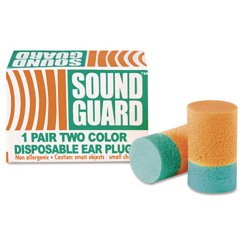 Image of 6515001376345, SKILCRAFT Ear Plugs, Cordless, PVC Foam, Orange/Green, 200 Pairs/Box
