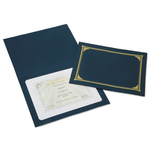 Image of 7520015195771, SKILCRAFT Gold Foil Document Cover, 12.5 x 9.75, Blue, 5/Pack