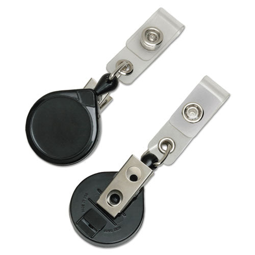 Image of 8455016485708, SKILCRAFT Retractable ID Reel with Bulldog Clip, 36", Black, Dozen