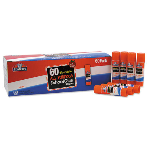 Image of Washable School Glue Sticks, 0.24 Oz, Applies And Dries Clear, 60/box