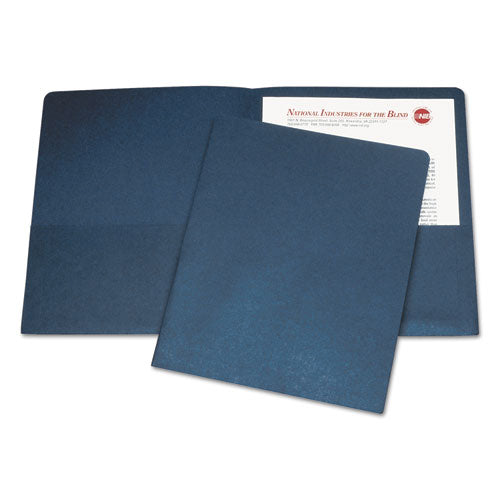 Image of 7510005842489, SKILCRAFT Double Pocket Portfolio, 0.38" Capacity, 11 x 8.5, Dark Blue, 25/Box