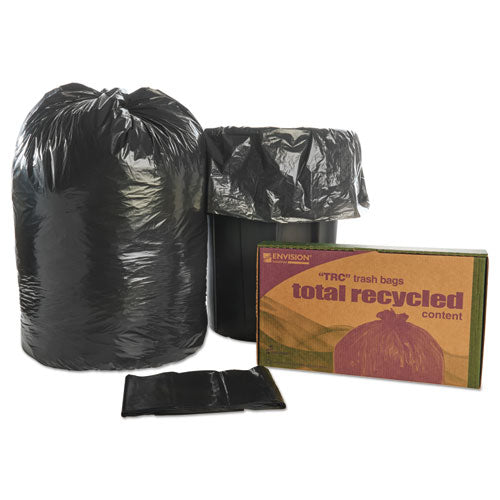 Image of 8105013862399, Skilcraft Recycled Content Trash Can Liners, 60 Gal, 1.5 Mil, 38" X 60", Black/brown, 100/carton