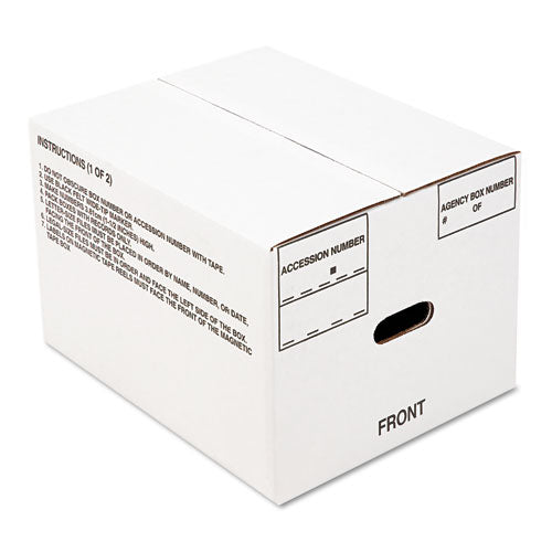 Image of 8115001178249, SKILCRAFT Record Archival Storage Box, Letter Files, 12" x 9.5" x 14.75", White, 25/Bundle