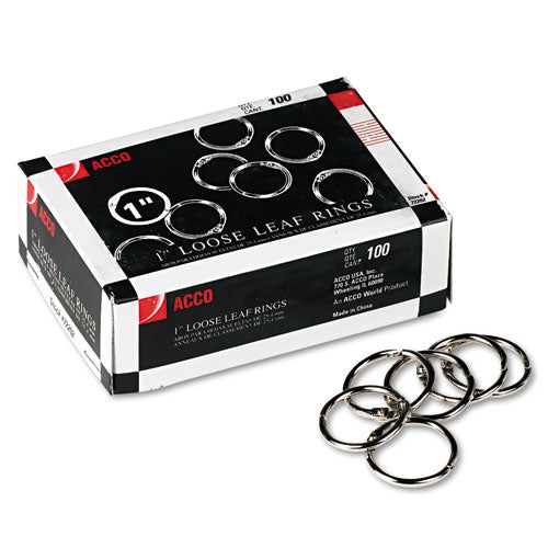 Image of Metal Book Rings, 1" Diameter, 100/Box