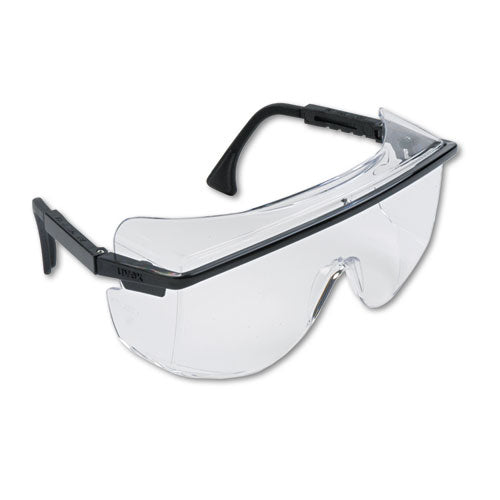 Image of Honeywell Uvex Astro Otg 3001 Wraparound Safety Glasses, Black Plastic Frame, Clear Lens