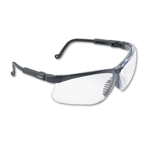 Image of Honeywell Uvex Genesis Wraparound Safety Glasses, Black Plastic Frame, Clear Lens