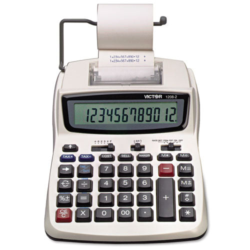 Image of Victor® 1208-2 Two-Color Compact Printing Calculator, Black/red Print, 2.3 Lines/sec