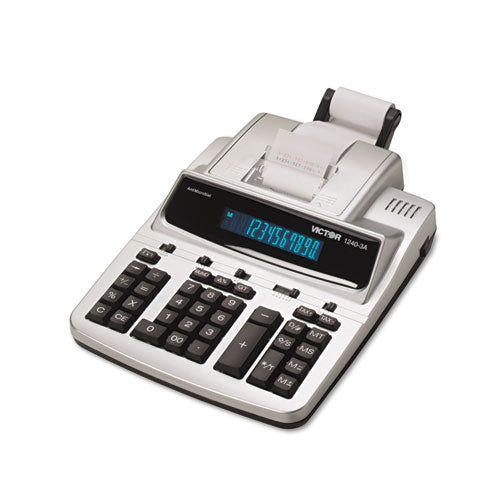 Image of Victor® 1240-3a Antimicrobial Printing Calculator, Black/red Print, 4.5 Lines/sec