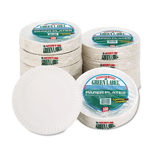 Image of AJM Packaging Corporation White Paper Plates, 9" Dia, 100/pack
