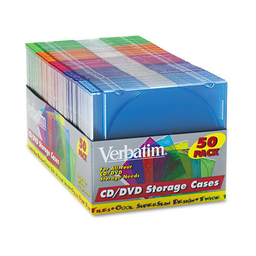 Image of Verbatim® Cd/dvd Slim Case, Assorted Colors, 50/pack