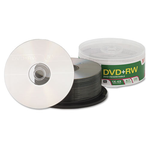 Image of Verbatim® Dvd+rw Rewritable Disc, 4.7 Gb, 4x, Spindle, Silver, 30/pack