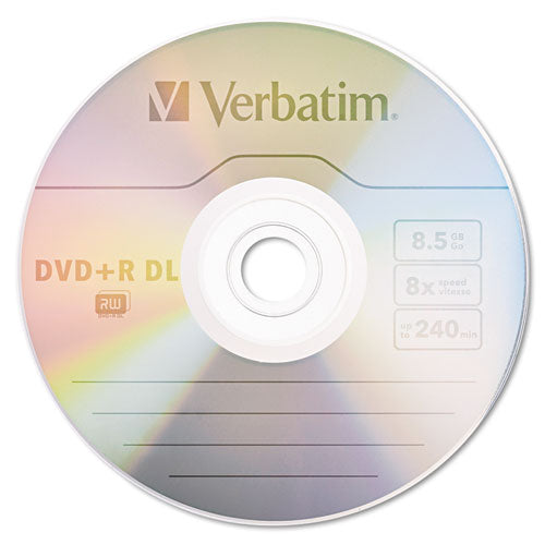Image of Verbatim® Dvd+r Dual-Layer Recordable Disc, 8.5 Gb, 8x, Jewel Case, Silver, 5/pack