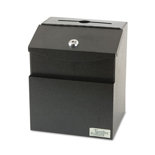 Image of Vertiflex® Steel Suggestion Box With Locking Top, 7 X 6 X 8.5, Black