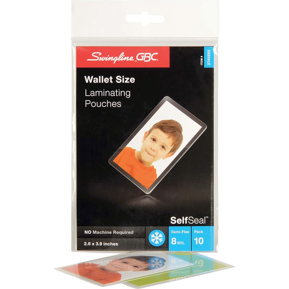 Image of GBC Laminating Wallet-Size Pouch,8mil,2-3/8"x3-7/8",10/PK,Clear