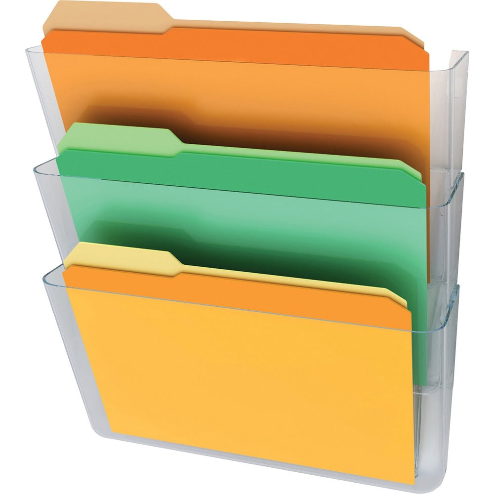 Image of Deflecto Wall Pocket System, Letter, 13"x4"x19", 3/ST, Clear
