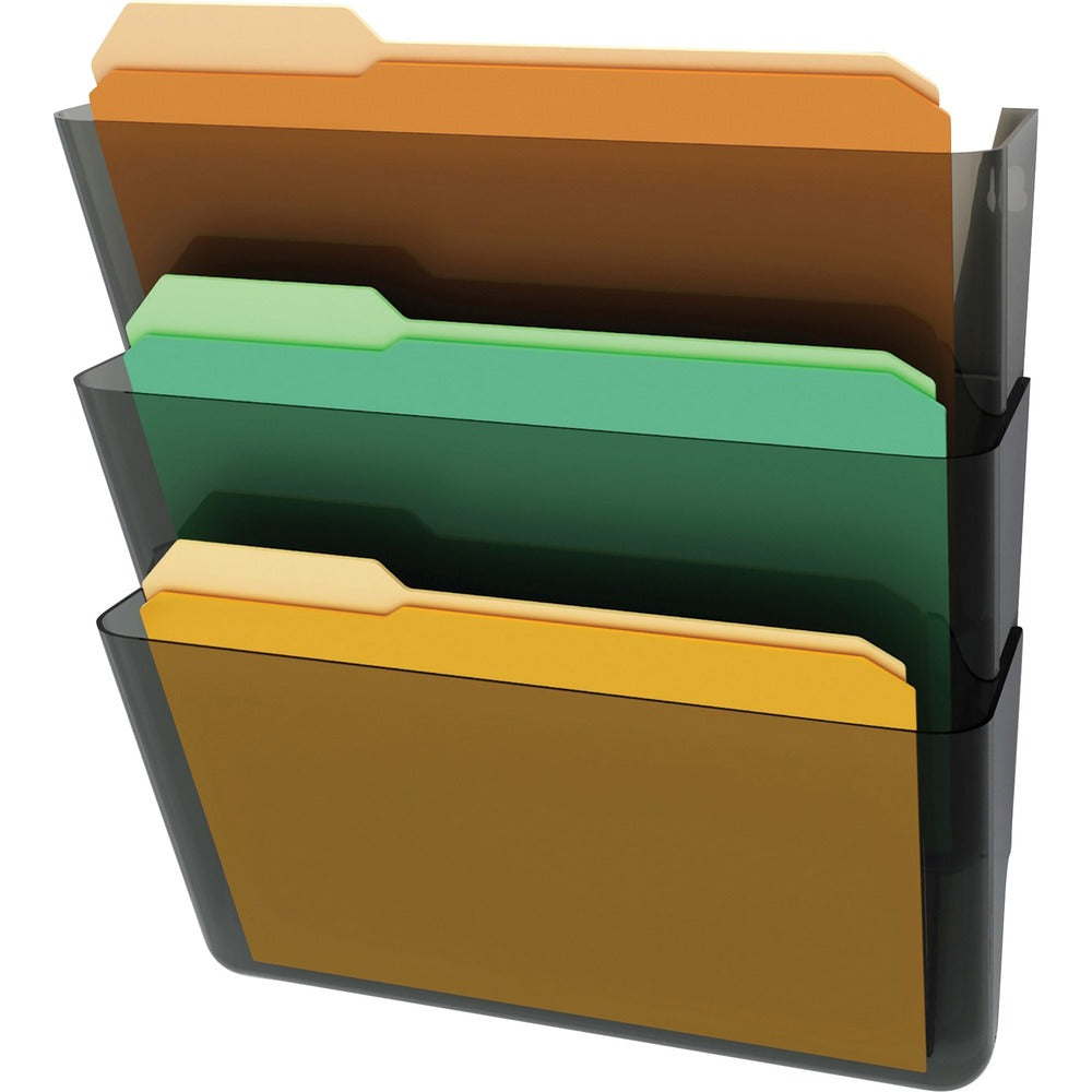 Image of Deflecto Wall Pocket System, Letter, 13"x4"x19", 3/ST, Smoke