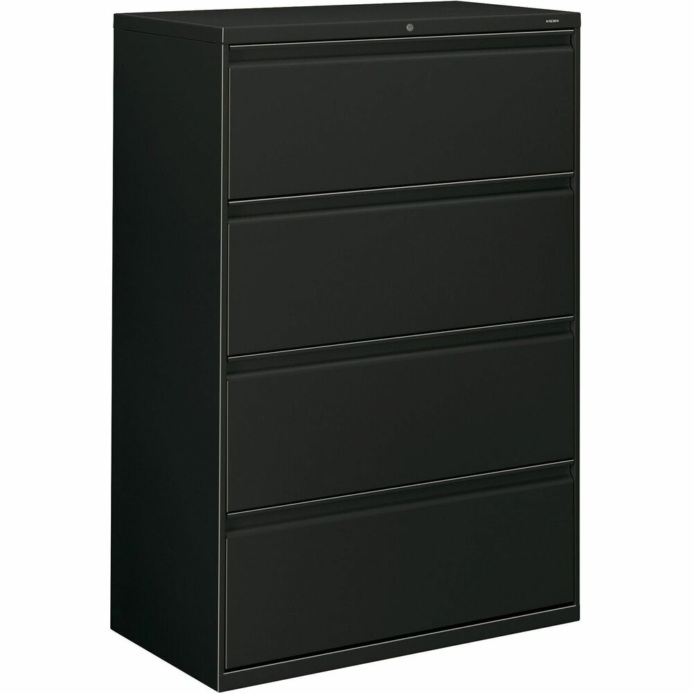 Image of The HON Company Lateral File, 4-Drawer, w/Lock, 36"x18"x52-1/2", Black
