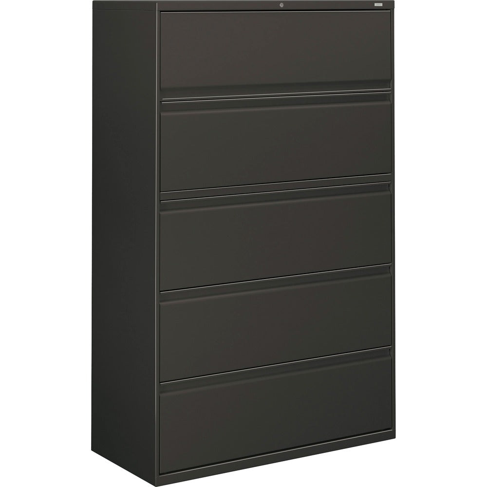 Image of The HON Company Lateral File, 5-Drawer, w/Lock, 42"x18"x64-1/2", Charcoal
