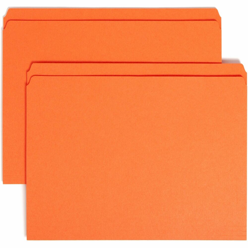 Image of Smead File Folder, Straight Tab Cut, Letter, 100/BX, Orange